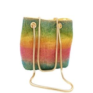 women's rainbow rhinestone handbag/clutch/purse/evening bag/chain shoulder bag
